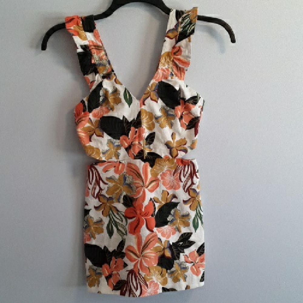 Zara Trafaluc Romper Multicolor Tropical Floral Sleeveless Skort Women's S
